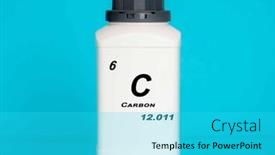  Presentation with laboratory chemical - PPT theme featuring carbon-c-chemical-element background and a cyan colored foreground