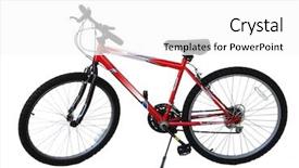  Presentation with tomato ketchup single red - Slide set consisting of shock absorber - single red bicycle isolated background and a white colored foreground