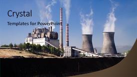  Presentation with carbon dioxide - Theme enhanced with carbon dioxide - coal burning power station background and a teal colored foreground