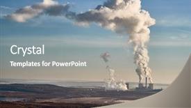  Presentation with carbon - Colorful presentation design enhanced with carbon dioxide - power plant polluting the atmosphere backdrop and a gray colored foreground
