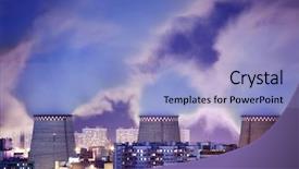  Presentation with carbon dioxide - Slides with carbon dioxide - power plant smokestacks emitting smoke background and a light blue colored foreground