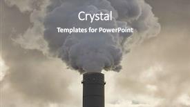  Presentation with power plant - Audience pleasing presentation theme consisting of carbon dioxide - smoking power plant chimney closeup backdrop and a gray colored foreground