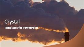  Presentation with carbon dioxide - PPT theme having carbon dioxide - steaming power plant pipe background and a tawny brown colored foreground