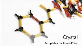  Presentation with evolution - Beautiful slides featuring carbon element - broken evolution chain molecule structure backdrop and a  colored foreground