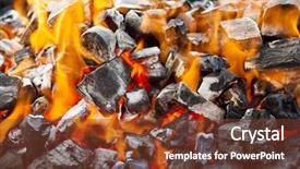  Presentation with coal power plant burning - Colorful presentation theme enhanced with carbon element - fire burning coals close up backdrop and a tawny brown colored foreground