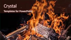  Presentation with fire - Cool new PPT layouts with carbon element - flaming logs fire flames backdrop and a wine colored foreground