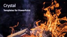 Presentation with carbon - Beautiful slide deck featuring carbon element - flaming logs fire flames backdrop and a wine colored foreground