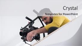  Presentation with videographer - Beautiful theme featuring carbon fiber - young videographer with gimball video backdrop and a white colored foreground