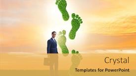  Presentation with carbon footprint - PPT theme consisting of carbon-footprint-concept-with-businessman background and a yellow colored foreground