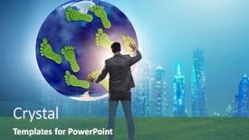  Presentation with carbon footprint - Slides enhanced with carbon-footprint-concept-with-businessman background and a teal colored foreground