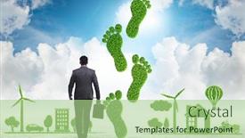  Presentation with carbon footprint - Slide deck consisting of carbon-footprint-concept-with-businessman background and a mint green colored foreground