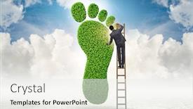  Presentation with carbon footprint - Beautiful PPT theme featuring carbon-footprint-concept-with-businessman backdrop and a sky blue colored foreground