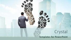  Presentation with carbon footprint - PPT theme with carbon-footprint-concept-with-businessman background and a sky blue colored foreground
