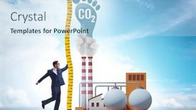  Presentation with carbon footprint - Theme with carbon-footprint-concept-with-pollution background and a sky blue colored foreground