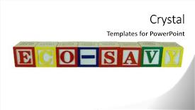  Presentation with save - Colorful slide deck enhanced with carbon footprints - set of alphabet blocks that backdrop and a white colored foreground