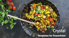  Presentation with ratatouille - PPT theme having carbon metal - ratatouille in iron pan background and a dark gray colored foreground