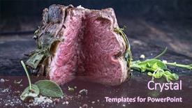  Presentation with sheet metal - Presentation design enhanced with carbon metal - sirloin steak on old sheet background and a  colored foreground