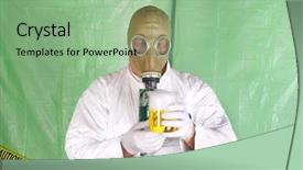  Presentation with vapor - Slides enhanced with carbon monoxide - man in hazmat clothing background and a seafoam green colored foreground