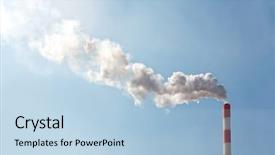  Presentation with pollution air - Slide deck consisting of carbon tubes - air pollution with smoke background and a light blue colored foreground