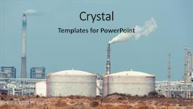  Presentation with tank - Presentation design featuring carbon tubes - industrial landscape with chimneys tank background and a light blue colored foreground