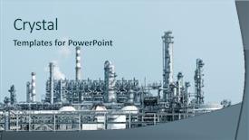  Presentation with carbon - PPT theme enhanced with carbon tubes - industrial landscape with chimneys tank background and a light blue colored foreground