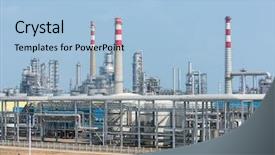  Presentation with carbon - Presentation theme enhanced with carbon tubes - industrial landscape with chimneys tank background and a light blue colored foreground