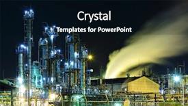  Presentation with oil refinery - PPT theme enhanced with carbon tubes - oil refinery at night background and a  colored foreground