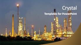  Presentation with refinery - Beautiful slide set featuring carbon tubes - oil refinery plant at dusk backdrop and a  colored foreground