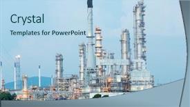  Presentation with oil refinery - PPT theme enhanced with carbon tubes - oil refinery plant at dusk background and a light blue colored foreground