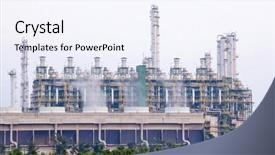  Presentation with oil refinery - Slide set with carbon tubes - oil refinery plant with power background and a sky blue colored foreground