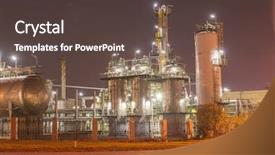  Presentation with oil refinery - Amazing slide deck having carbon tubes - oil refinery working at night backdrop and a  colored foreground