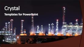  Presentation with refinery - Slide deck with carbon tubes - panoramic view of oil refinery background and a wine colored foreground