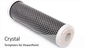  Presentation with filter - Slides with hygiene activities - carbon water filter cartridge isolated background and a white colored foreground