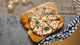  Presentation with bacon - Presentation design consisting of carbonara-pizza-with-bacon background and a coral colored foreground