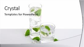  Presentation with mint - Amazing presentation having carbonate - glasses of fizzy water backdrop and a  colored foreground