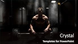  Presentation with barbell - PPT theme featuring carbonate - muscular man workout with barbell background and a wine colored foreground