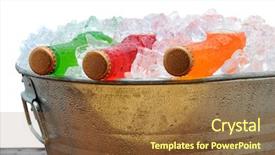  Presentation with soda - Beautiful PPT layouts featuring carbonated soft drink - closeup of assorted soda bottles backdrop and a tawny brown colored foreground