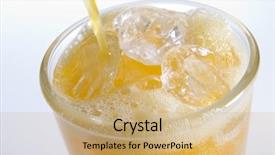  Presentation with glass of whiskey ice - Amazing theme having carbonated soft drink - pouring orangeade into a glass backdrop and a  colored foreground