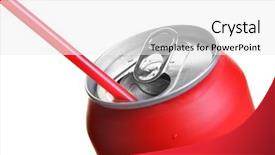  Presentation with straw - Amazing presentation theme having carbonated soft drink - red can with straw isolated backdrop and a white colored foreground
