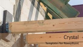  Presentation with under construction - Colorful slide set enhanced with carcass of the roof backdrop and a coral colored foreground