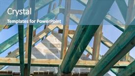  Presentation with house roof and roofing business - Audience pleasing PPT theme consisting of carcass of the roof backdrop and a teal colored foreground