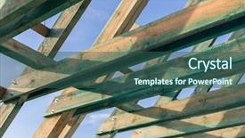  Presentation with under construction - Slide set featuring carcass of the roof background and a ocean colored foreground