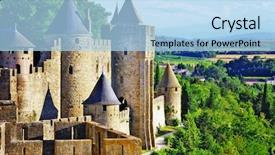  Presentation with france history - Colorful PPT theme enhanced with carcassonne - impressive fortress france backdrop and a light blue colored foreground