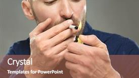  Presentation with smoking - Slides with carcinogenic - handsome man smoking cigarette background and a coral colored foreground