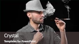  Presentation with cigarette - Colorful theme enhanced with carcinogenic - handsome man smoking cigarette backdrop and a dark gray colored foreground