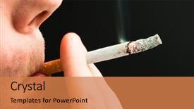  Presentation with smoking - Audience pleasing PPT layouts consisting of carcinogenic - man smoking a cigarette backdrop and a coral colored foreground