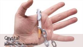  Presentation with cigarettes - PPT theme consisting of carcinogenic - mans hand with cigarettes background and a  colored foreground