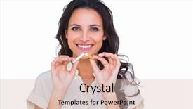  Presentation with carcinogenic - PPT layouts featuring carcinogenic - pretty brunette breaking a cigarette background and a lemonade colored foreground