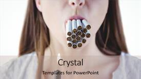  Presentation with cigarettes - Amazing slides having carcinogenic - woman lighting many cigarettes backdrop and a coral colored foreground