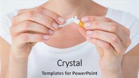  Presentation with carcinogenic - PPT theme featuring carcinogenic - woman snapping cigarette on white background and a sky blue colored foreground